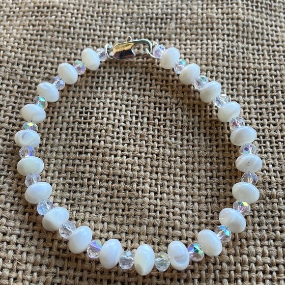 Natural Shell Bead Flat Round Mother of Pearl Rondelle crystal spacers New 7 1/2 - Picture 3 of 10